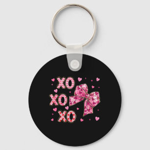 Coquette Valentine Xoxo Funny Valentine Bow Hearts Key Ring