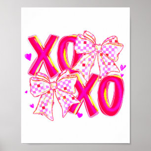 Coquette Valentine Xoxo Funny Valentine Bow Hearts Poster