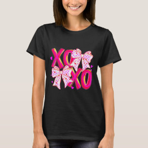 Coquette Valentine Xoxo Funny Valentine Bow Hearts T-Shirt