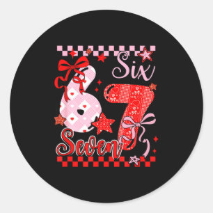 Coquette valentines 67 six seven preppy cute heart classic round sticker