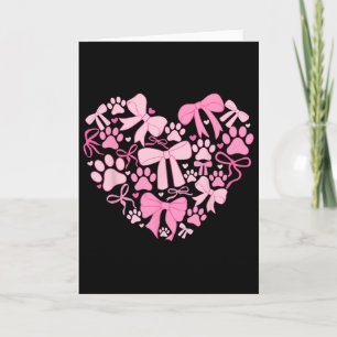 Coquette Valentines Day Dog Paw Print Heart Animal Card