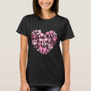 Coquette Valentines Day Dog Paw Print Heart Animal T-Shirt