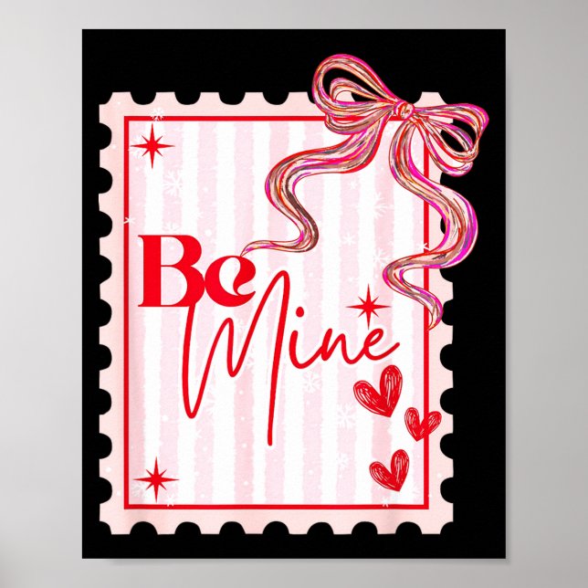 Coquette Valentines Stage Stamp, Bow Valentines Gi Poster (Front)