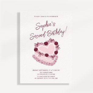 Coquette Vintage Cherry Cake Birthday Invitation