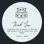 Coquette Wedding Cake Blue Wedding Favor Classic Round Sticker<br><div class="desc">Coquette wedding stickers featuring a hand -drawn wedding cake with coquette bows illustration. Perfect for bridal showers,  wedding favors,  envelope seals,  and aesthetic minimalist wedding decor. Soft,  romantic,  and timeless design for modern brides. Contact me for customization requests. I'd be happy to help.</div>