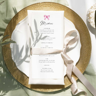 Coquette Wedding Menu Elegant Simple