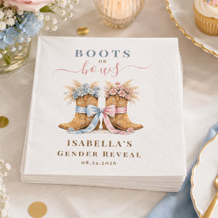 Coquette Western Boots Or Bows Gender Reveal Napkin