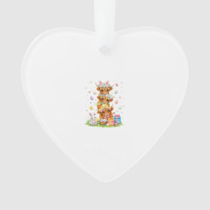Coquette Western Highland Cow Easter Eggs Cute Bun Ornament