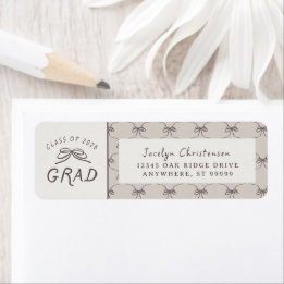 Coquette Whimsical Bows Class of 2026 Graduation Return Address Label