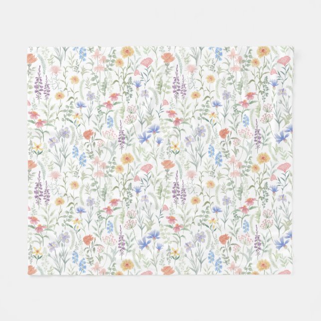 Coquette Wildflower Meadow  Fleece Blanket (Front (Horizontal))