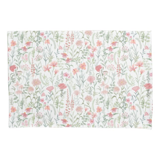 Coquette Wildflower Meadow Pink Pillowcase (Front)