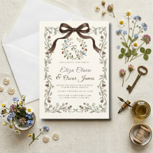 Coquette Wildflower Meadow Wedding Invitation