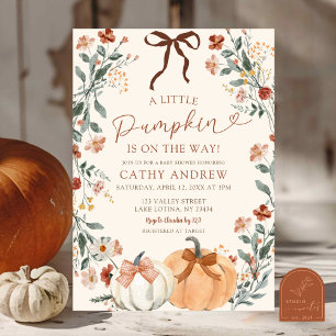 Coquette Wildflower Pumpkin Baby Shower Invitation