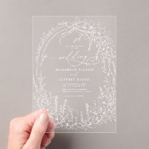 Coquette Woodland Garden Floral Wedding Acrylic Invitations