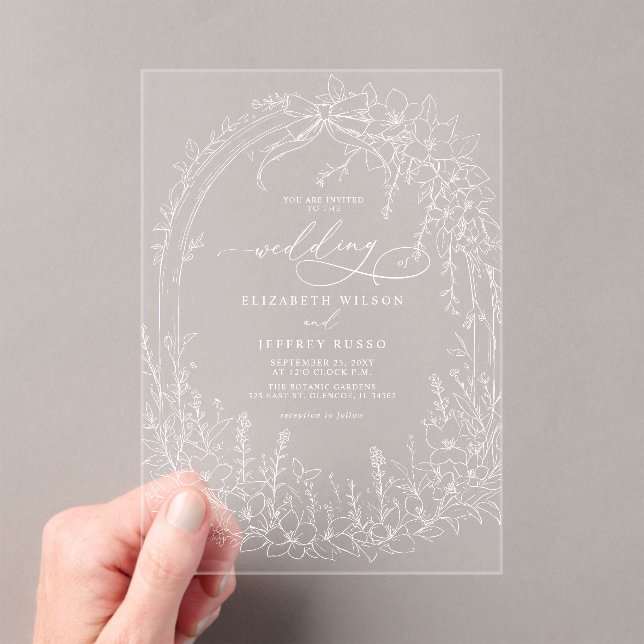 Coquette Woodland Garden Floral Wedding Acrylic Invitations (Insitu (Handheld))