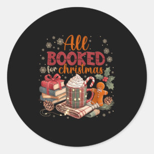 Coquette Xmas Book Lover, Santa Cocoa, All I Want Classic Round Sticker