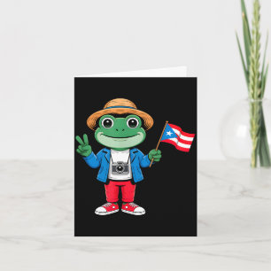 Coqui frog puerto rico flag peace sign for kids card