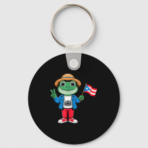 Coqui frog puerto rico flag peace sign for kids key ring