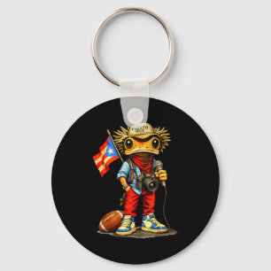 Coqui Frog Puerto Rico Flag Puerto Rican Football  Key Ring