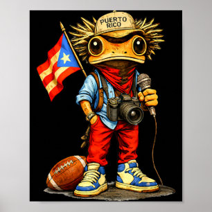 Coqui Frog Puerto Rico Flag Puerto Rican Football Poster