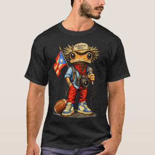 Coqui Frog Puerto Rico Flag Puerto Rican Football T-Shirt