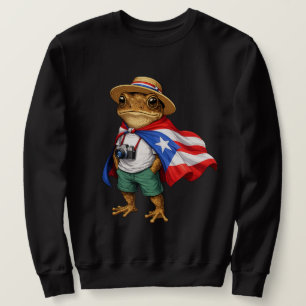 Coqui Frog Puerto Rico Flag Puerto Rican Taino Bor Sweatshirt