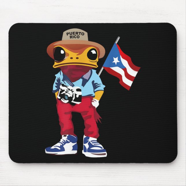 Coqui Frog Puerto Rico Flag Taino Boricua Hispanic Mouse Pad (Front)
