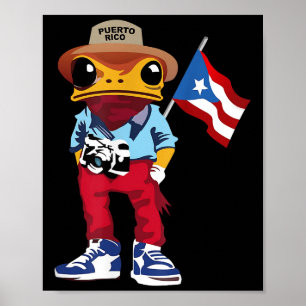 Coqui Frog Puerto Rico Flag Taino Boricua Hispanic Poster