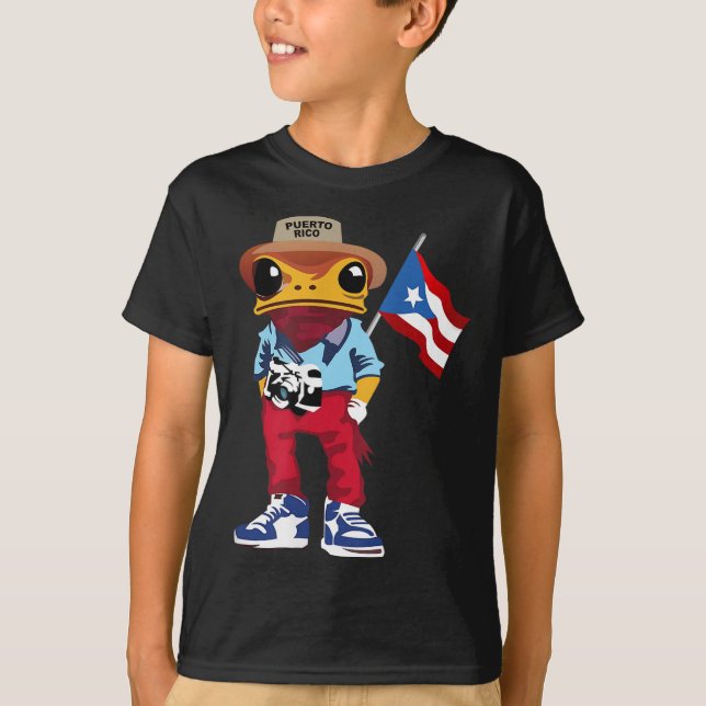 Coqui Frog Puerto Rico Flag Taino Boricua Hispanic T-Shirt (Front)