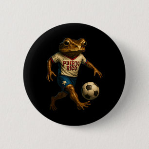 Coqui Frog Puerto Rico Patriotic Soccer Player Fla 6 Cm Round Badge