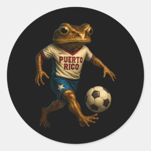 Coqui Frog Puerto Rico Patriotic Soccer Player Fla Classic Round Sticker