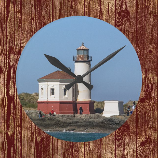 Coquille River Lighthouse in Bandon Oregon Round Clock (Creator Uploaded)
