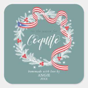 Coquito Christmas Wreath Wine Label