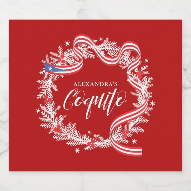 Coquito Christmas Wreath Wine Label (Single Label)