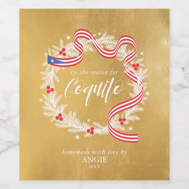 Coquito Christmas Wreath Wine Label (Single Label)