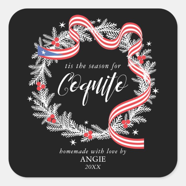 Coquito Christmas Wreath Wine Label (Front)
