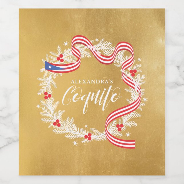 Coquito Christmas Wreath Wine Label (Single Label)