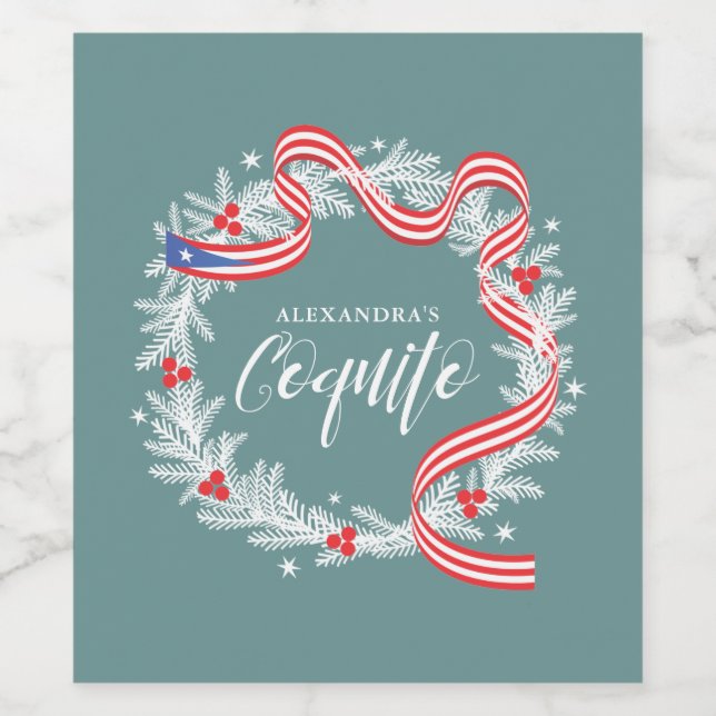 Coquito Christmas Wreath Wine Label (Single Label)