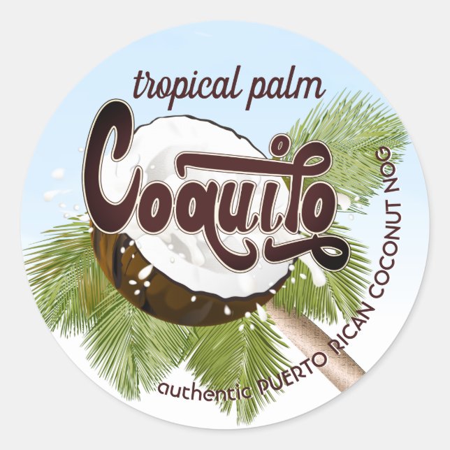 Coquito Coconut  Classic Round Sticker (Front)