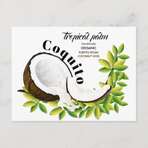Coquito Coconut Tropical Drink Recipe Postcard