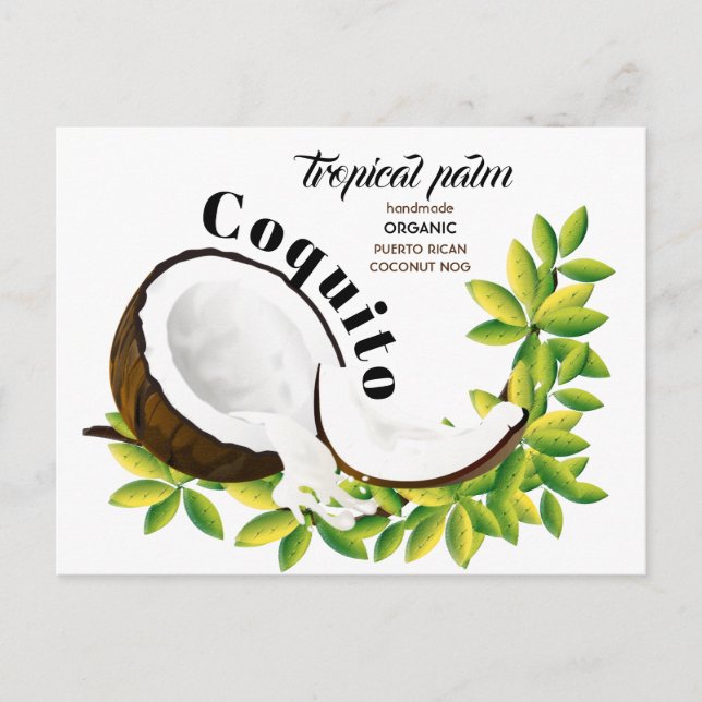 Coquito Coconut Tropical Drink Recipe Postcard (Front)