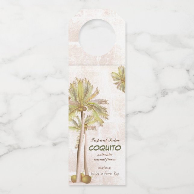 Coquito Coconut Tropical Palm Bottle Tag (Front)