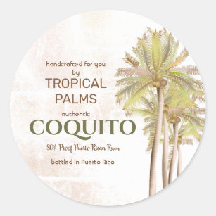 Coquito Coconut Tropical Palm Classic Round Sticker