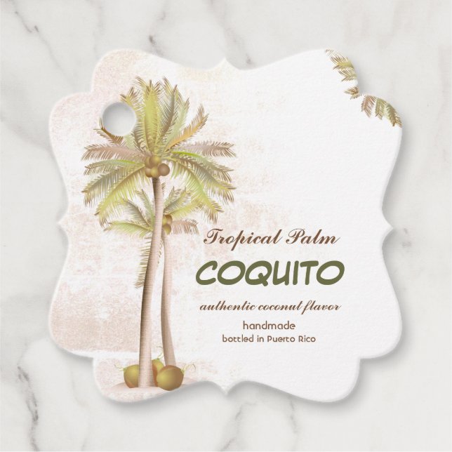 Coquito Coconut Tropical Palm Favour Tags (Front)