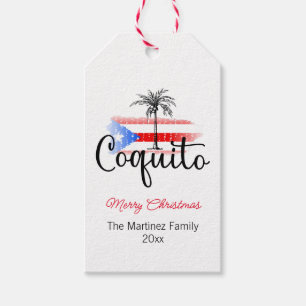 Coquito Merry Christmas Flag Palm Tree Gift Tag