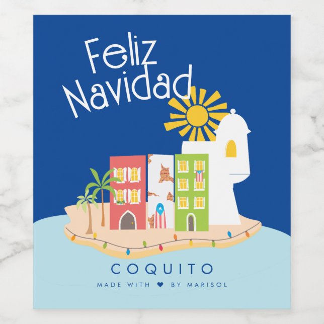 Coquito Old San Juan Christmas Wine Label (Single Label)