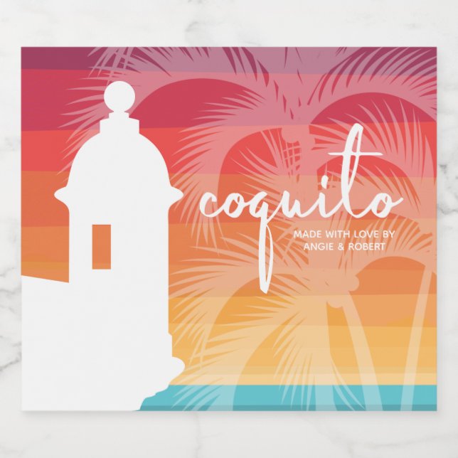 Coquito Palm Tree Food and Beverage Label Set (Single Label)