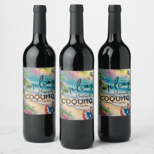Coquito Recipe Egg Nog Drink Beach Island Wine Label