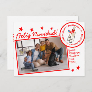 Coquito Season Bottle Custom Photo Text Holiday Postcard