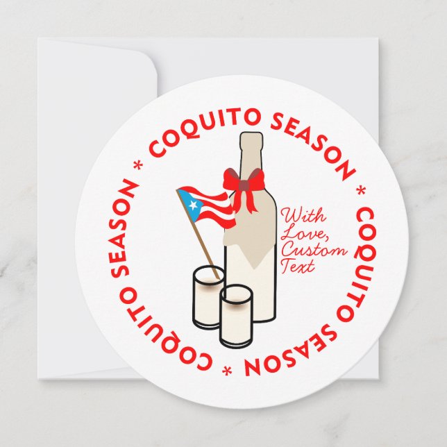 Coquito Season Custom Photo Text Circle Holiday Card (Front)